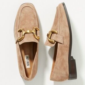 Bibi Lou Anthropologie Zagreb Suede Loafers Camel Tan Size 39/8.5